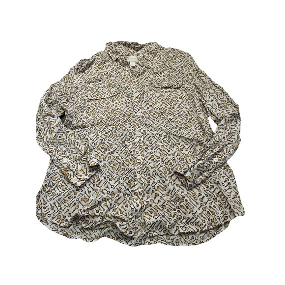 Chico's Tops - Chico's Women's Button Down Long Sleeve  Golden Key Print All over Size 2 Large